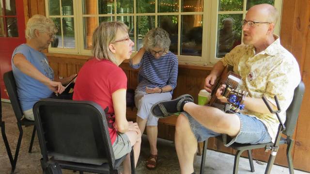 Another Johnny J. pic... back porch pickin' with Jon & Kathy, and Kate and Mimi